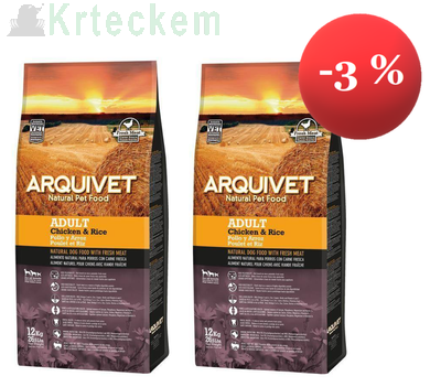 Arquivet Adult Kuře s rýží 2x12kg 3% SLEVA