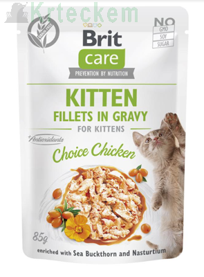 BRIT CARE Cat Kitten Fillets in Gravy Choice Chicken Enriched with Sea Buckthorn and Nasturtium 12x85g