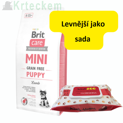 BRIT CARE Mini Grain-Free Puppy Lamb 7kg + SalviettZOO - pečující ubrousky pro psy a kočky 50ks (chlorhexidin)