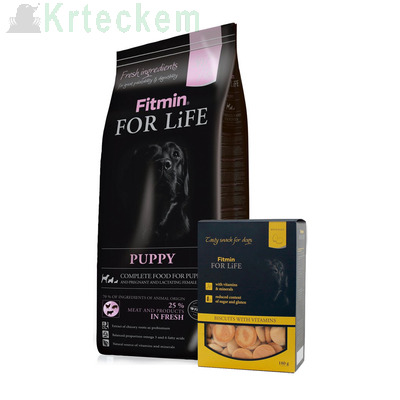 FITMIN For Life Puppy 15kg +  FITMIN DOG Biscuits mini 180g