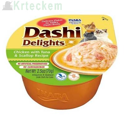 Inaba DASHI doplňkové krmivo pro kočky - vývar s příchutí kuřete a tuňáka 6x70 g 