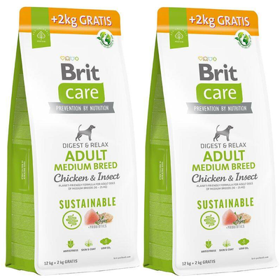 Brit Care Sustainable Adult Medium Breed Chicken & Insect 2x14 kg SLEVA 3%