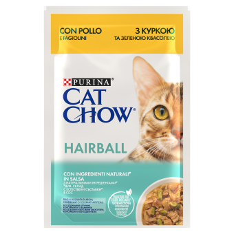CAT CHOW Hairball Kuřecí maso a zelené fazolky v omáčce 85g