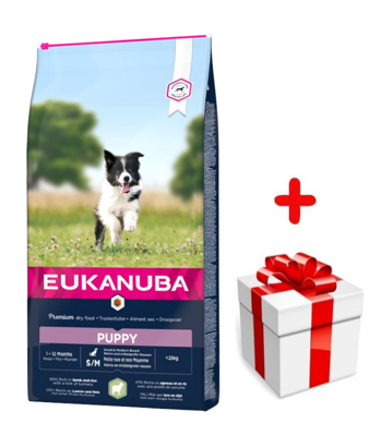EUKANUBA Puppy&Junior Small/Medium Lamb&Rice 12kg + Překvapení pro psa
