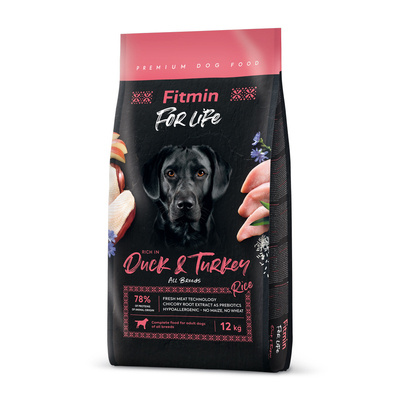 FITMIN dog For Life Duck & Turkey 12 kg + + PŘEKVAPENÍ ZDARMA 