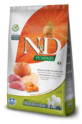 Farmina N&D Pumpkin Grain Free canine BOAR AND APPLE ADULT MEDIUM & MAXI 2,5kg 