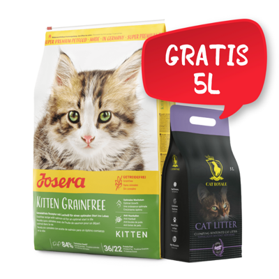 JOSERA Kitten Grainfree 10kg+ Cat Royale Levandulová bentonitová podestýlka 5l