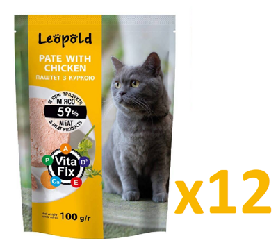 Leopold masová paštika s kuřecím masem pro kočky 12x100g 