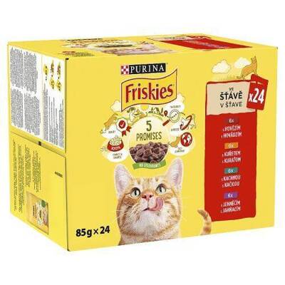 PURINA Friskies Maso pro kočky v omáčce MIX příchutí 48x85g