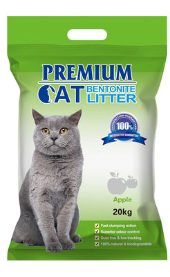 Premium Cat Clumping Bentonite Litter - jablko pro kočky 20 kg