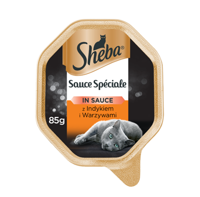 SHEBA® Sauce Speciale 85g s krůtím masem a zeleninou - vlhké krmivo v omáčce