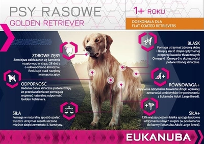 EUKANUBA Adult Golden Retriever 12kg + Překvapení pro psa