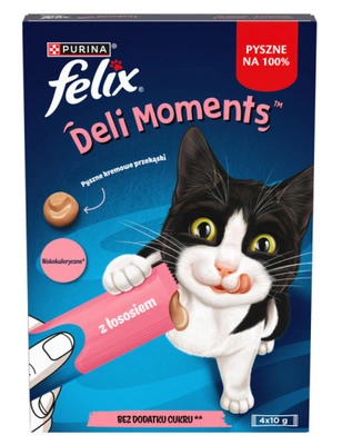 Felix Deli Moments Krémové pochoutky pro kočky s lososem 4x10g