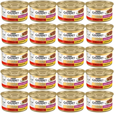 Purina Gourmet Gold s hovězím a kuřecím masem v omáčce 72x85g