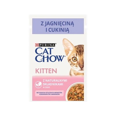 CAT CHOW Krmivo pro koťata s jehněčím masem a cuketou v omáčce 26x85g