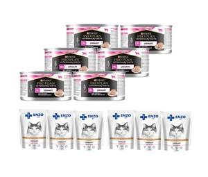 PURINA Veterinary PVD UR Urinary Cat 6x195g + ENZO VET Urinary 6x100g (hovězí maso)