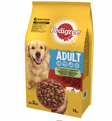  Pedigree Adult hovězí s drůbežím masem 15 kg + Ponožky  GRATIS